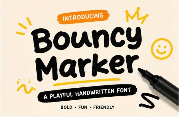 Bouncy Marker Typeface for Playful Editorial Design
