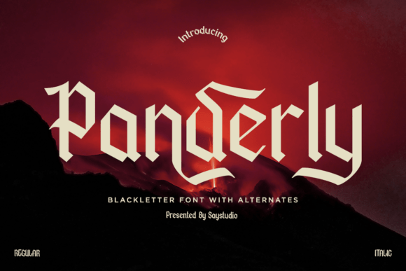 Panderly: Bold Blackletter Typeface for Dark Digital Branding