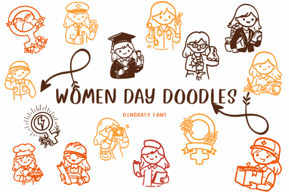 Women Day Doodles Typeface for Handmade Brand Identity